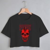Blusa Blusinha Camiseta Cropeed TShirt Feminina Algodão Tecido Premium Estampa Digital Punk Rock Rockeira
