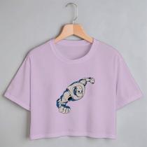 Blusa Blusinha Camiseta Cropeed TShirt Feminina Algodão Tecido Premium Estampa Digital Robô Voador