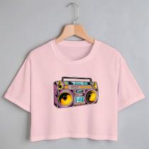 Blusa Blusinha Camiseta Cropeed TShirt Feminina Algodão Tecido Premium Estampa Digital Som Dj Hit