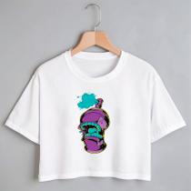 Blusa Blusinha Camiseta Cropeed TShirt Feminina Algodão Tecido Premium Estampa Digital Spray Boca