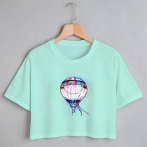 Blusa Blusinha Camiseta Cropped TShirt Feminina Algodão Tecido Premium Estampa Digital Balão Mágico