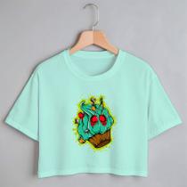 Blusa Blusinha Camiseta Cropped TShirt Feminina Algodão Tecido Premium Estampa Digital Bolinho de Festa Blusa Blusinha Camiseta Cropped TShirt Feminina Algodão Tecido Premium Estampa Digital Bolinho de Festa