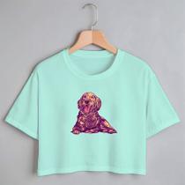 Blusa Blusinha Camiseta Cropped TShirt Feminina Algodão Tecido Premium Estampa Digital Cachorro Golden Retriever Blusa Blusinha Camiseta Cropped TShirt Feminina Algodão Tecido Premium Estampa Digital Cachorro Golden Retriever