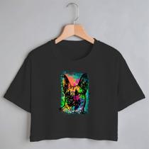 Blusa Blusinha Camiseta Cropped TShirt Feminina Algodão Tecido Premium Estampa Digital Cachorro Pastor Alemão