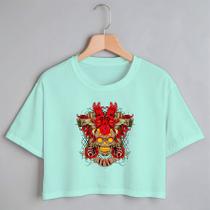 Blusa Blusinha Camiseta Cropped TShirt Feminina Algodão Tecido Premium Estampa Digital Caveira Mexicana com Flor Blusa Blusinha Camiseta Cropped TShirt Feminina Algodão Tecido Premium Estampa Digital Caveira Mexicana com Flor
