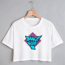 Blusa Blusinha Camiseta Cropped TShirt Feminina Algodão Tecido Premium Estampa Digital Dance Club