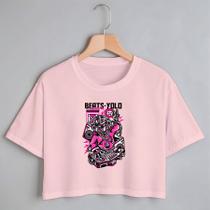 Blusa Blusinha Camiseta Cropped TShirt Feminina Algodão Tecido Premium Estampa Digital Dj Camiseta Cor de Rosa