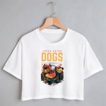 Blusa Blusinha Camiseta Cropped TShirt Feminina Algodão Tecido Premium Estampa Digital Dogs