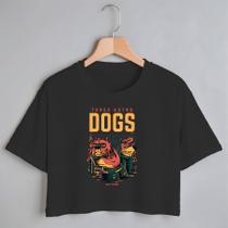 Blusa Blusinha Camiseta Cropped TShirt Feminina Algodão Tecido Premium Estampa Digital Dogs