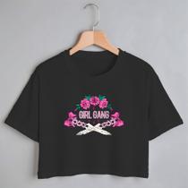 Blusa Blusinha Camiseta Cropped TShirt Feminina Algodão Tecido Premium Estampa Digital Girl Gang