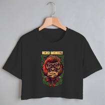 Blusa Blusinha Camiseta Cropped TShirt Feminina Algodão Tecido Premium Estampa Digital Gorila Nerd