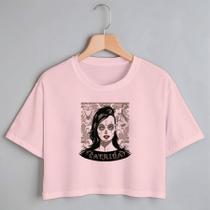Blusa Blusinha Camiseta Cropped TShirt Feminina Algodão Tecido Premium Estampa Digital Katrina