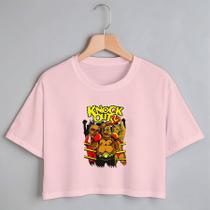 Blusa Blusinha Camiseta Cropped TShirt Feminina Algodão Tecido Premium Estampa Digital Kunt Out Boxe