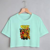 Blusa Blusinha Camiseta Cropped TShirt Feminina Algodão Tecido Premium Estampa Digital Kunt Out Boxe