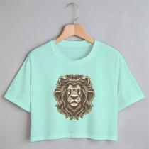 Blusa Blusinha Camiseta Cropped TShirt Feminina Algodão Tecido Premium Estampa Digital Leão Rei