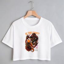 Blusa Blusinha Camiseta Cropped TShirt Feminina Algodão Tecido Premium Estampa Digital Luta de Robôs Blusa Blusinha Camiseta Cropped TShirt Feminina Algodão Tecido Premium Estampa Digital Luta de Robôs