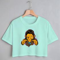 Blusa Blusinha Camiseta Cropped TShirt Feminina Algodão Tecido Premium Estampa Digital Macaco Mestre