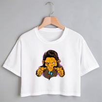 Blusa Blusinha Camiseta Cropped TShirt Feminina Algodão Tecido Premium Estampa Digital Macaco Mestre