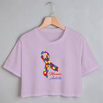 Blusa Blusinha Camiseta Cropped TShirt Feminina Algodão Tecido Premium Estampa Digital Mamãe de Autista Blusa Blusinha Camiseta Cropped TShirt Feminina Algodão Tecido Premium Estampa Digital Mamãe de Autista