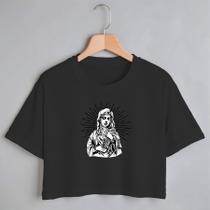 Blusa Blusinha Camiseta Cropped TShirt Feminina Algodão Tecido Premium Estampa Digital Maria Mãe de Jesus Blusa Blusinha Camiseta Cropped TShirt Feminina Algodão Tecido Premium Estampa Digital Maria Mãe de Jesus