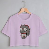 Blusa Blusinha Camiseta Cropped TShirt Feminina Algodão Tecido Premium Estampa Digital Máscara Oni Monstro Shrunken