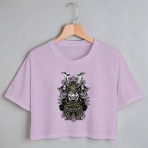 Blusa Blusinha Camiseta Cropped TShirt Feminina Algodão Tecido Premium Estampa Digital Máscarada Samurai