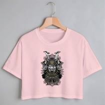 Blusa Blusinha Camiseta Cropped TShirt Feminina Algodão Tecido Premium Estampa Digital Máscarada Samurai