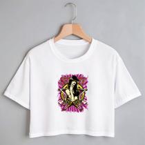 Blusa Blusinha Camiseta Cropped TShirt Feminina Algodão Tecido Premium Estampa Digital Mulher Estrela