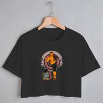 Blusa Blusinha Camiseta Cropped TShirt Feminina Algodão Tecido Premium Estampa Digital Mulher Quebrando Tv