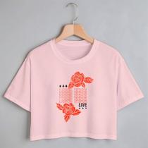 Blusa Blusinha Camiseta Cropped TShirt Feminina Algodão Tecido Premium Estampa Digital Ramos de Flores Vermelhas Blusa Blusinha Camiseta Cropped TShirt Feminina Algodão Tecido Premium Estampa Digital Ramos de Flores Vermelhas