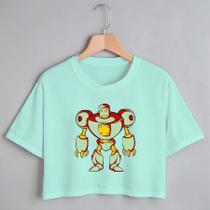 Blusa Blusinha Camiseta Cropped TShirt Feminina Algodão Tecido Premium Estampa Digital Robô Monstro Gold Blusa Blusinha Camiseta Cropped TShirt Feminina Algodão Tecido Premium Estampa Digital Robô Monstro Gold