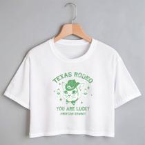 Blusa Blusinha Camiseta Cropped TShirt Feminina Algodão Tecido Premium Estampa Digital Rodeio Texas