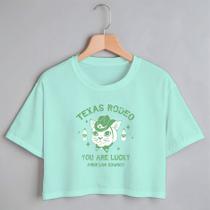 Blusa Blusinha Camiseta Cropped TShirt Feminina Algodão Tecido Premium Estampa Digital Rodeio Texas