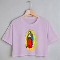 Blusa Blusinha Camiseta Cropped TShirt Feminina Algodão Tecido Premium Estampa Digital Santa Nossa Senhora