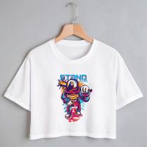 Blusa Blusinha Camiseta Cropped TShirt Feminina Algodão Tecido Premium Estampa Digital Taco Beisebol