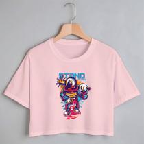 Blusa Blusinha Camiseta Cropped TShirt Feminina Algodão Tecido Premium Estampa Digital Taco Beisebol
