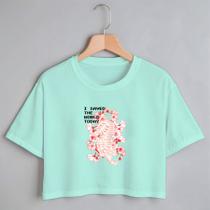 Blusa Blusinha Camiseta Cropped TShirt Feminina Algodão Tecido Premium Estampa Digital Tigre com Ramo de Flor