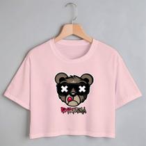 Blusa Blusinha Camiseta Cropped TShirt Feminina Algodão Tecido Premium Estampa Digital Ursinho El Exquema