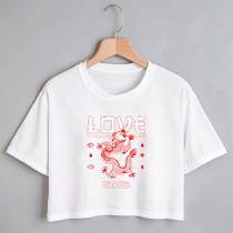 Blusa Blusinha Camiseta Cropped TShirt Feminina Algodão Tecido Premium Estampa Love