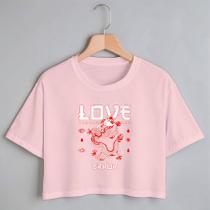 Blusa Blusinha Camiseta Cropped TShirt Feminina Algodão Tecido Premium Estampa Love Blusa Blusinha Camiseta Cropped TShirt Feminina Algodão Tecido Premium Estampa Love