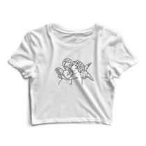 Blusa Blusinha Cropped Tshirt Camiseta Feminina Anjos - Goup Supply