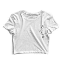 Blusa Blusinha Cropped Tshirt Camiseta Feminina Coração s2 Blusa Blusinha Cropped Tshirt Camiseta Feminina Coração s2