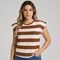 Blusa Blusinha Feminina Listrada Muscle Tee Tshirt Casual