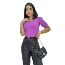 Blusa Blusinha Feminina Manga Curta Princesa Basica Canelada