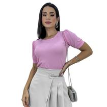 Blusa Blusinha Feminina Manga Curta Princesa Basica Canelada