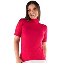 Blusa Blusinha Gola Alta Canelada Feminina Manga Curta Básica Blogueira Inverno Frio