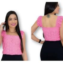 Blusa blusinha laise confortável alça babado feminino