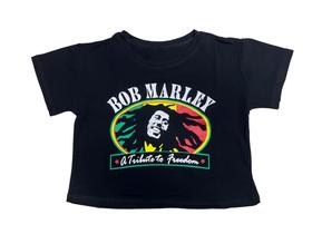 Blusa Bob Marley Reggae Blusinha Camiseta Cropped Baby Look Feminino Sf361 BM
