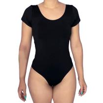 Blusa Body Maiô Liso Feminino Com Bojo Manga Curta Gola Redonda Verão