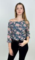 Blusa Boho Brigitte Tule Rosas FORRO 100% POLIAMIDAE EXTERNO 96% POLIESTER E 4% ELASTANO 21715-4